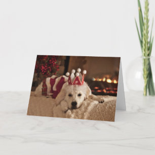 Cartão De Festividades Golden Retriever Christmas and New Year Card
