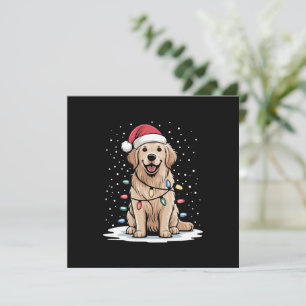 Cartão De Festividades Golden Retriever Papai Noel Luzes da Árvore de Nat