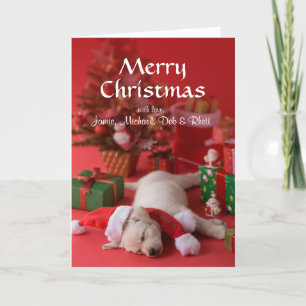 Cartão De Festividades Golden Retriever Puppy and Christmas 2