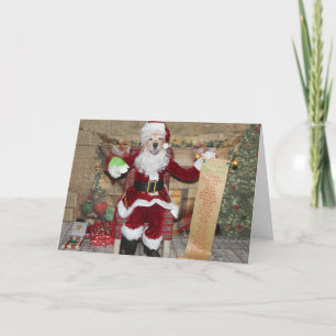 Cartão De Festividades Golden Retriever Santa Nice List Christmas