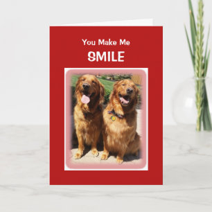 Cartão De Festividades Golden Retriever Smile Heart Valentine's Day Card