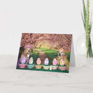 Cartão De Festividades Golden Retriever Spring into Easter