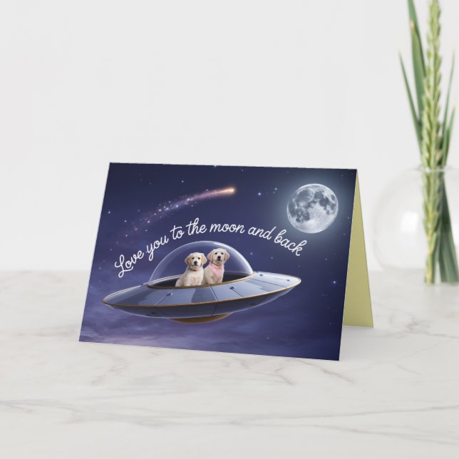 Cartão De Festividades Golden Retriever Valentine Day's Card (Frente)