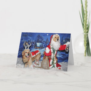 Cartão De Festividades Golden Retriever Victorian Santa Christmas