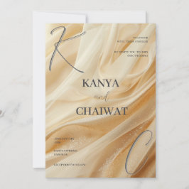 Cartão De Festividades Golden Satin Luxe Wedding Invitation | Sparkle Cre