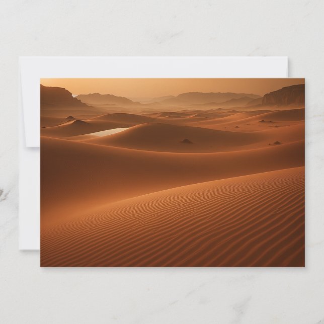 Cartão De Festividades Golden Serenity – Desert Landscape at Sunset (Frente)