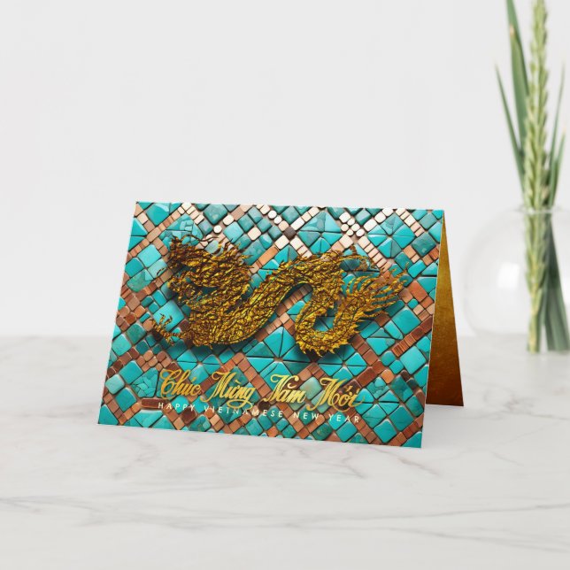 Cartão De Festividades Golden Vietnamese Dragon Year 2024 Mosaic GC (Frente)