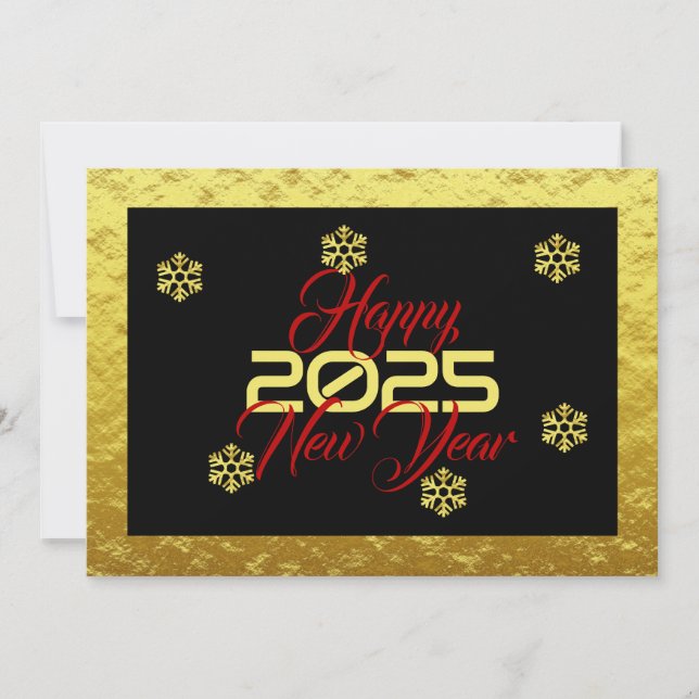 Cartão De Festividades Golden wish card New Year with snowflakes (Frente)