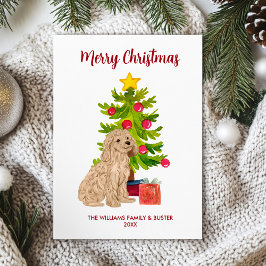 Cartão De Festividades Goldendoodle Cachorro Natal