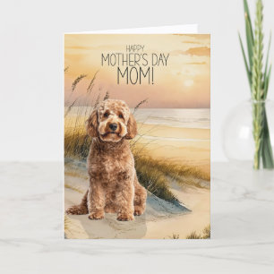 Cartão De Festividades Goldendoodle Cachorro Praia do Pôr do Sol Dia das