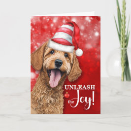 Cartão De Festividades Goldendoodle Libere o Natal da Alegria