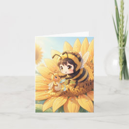 Cartão De Festividades Goldene Hummel im Blütentanz.7