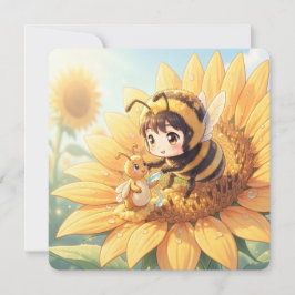 Cartão De Festividades Goldene Hummel im Blütentanz.7