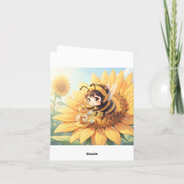 Cartão De Festividades Goldene Hummel im Blütentanz.7