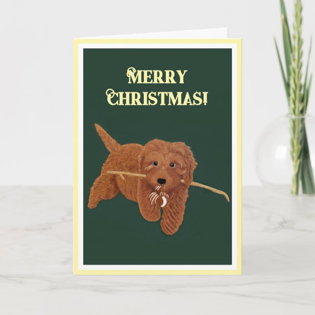 Cartão De Festividades Goldie Doodle Holiday Greeting Card (Frente)