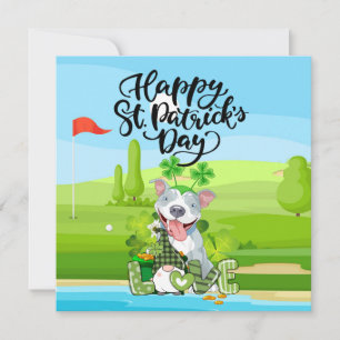Cartão De Festividades GOLF Dia de São Patrício para Golfista com CÃO
