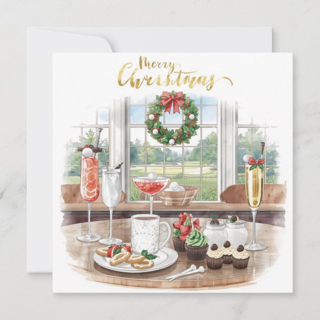 Cartão De Festividades Golf Merry Christmas from Golf Course Clubhouse (Frente)