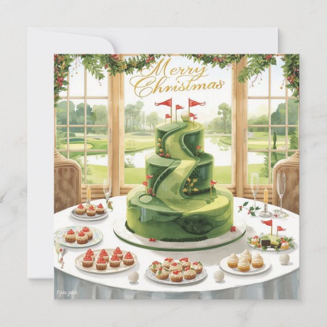 Cartão De Festividades Golf Merry Christmas from Golf Course Clubhouse (Frente)