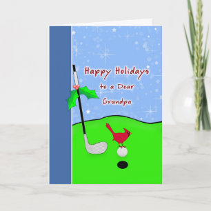Cartão De Festividades Golf Themed Christmas Card for Grandpa