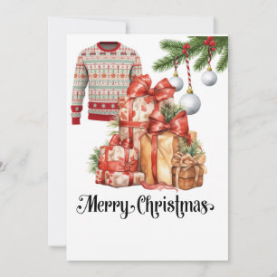 Cartão De Festividades Golf Ugly Sweater temático para o Natal de golfe