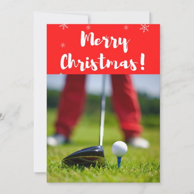 Cartão De Festividades Golfe Feliz Natal para Golfer Golfing em verde (Frente)