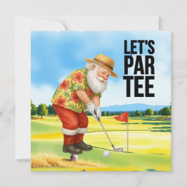 Cartão De Festividades Golfe julho Natal com Papai Noel Golfing