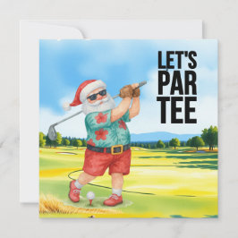 Cartão De Festividades Golfe julho Natal com Papai Noel Golfing