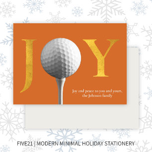 Cartão De Festividades Golfe Moderno Joy & Peace Orange Christmas