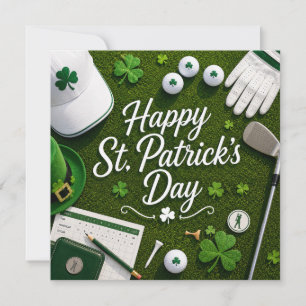 Cartão De Festividades Golfe no St. Patrick's Day com bola de golfe para