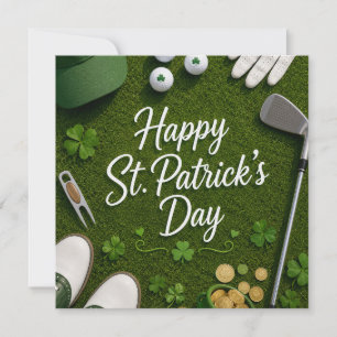 Cartão De Festividades Golfe no St. Patrick's Day com bola de golfe para 