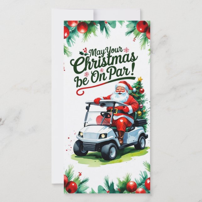 Cartão De Festividades Golfe "Que Seu Natal Esteja No Par!" para Golfe (Frente)