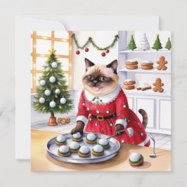 Cartão De Festividades Golfe tema de Natal para amante de gatos golfista 