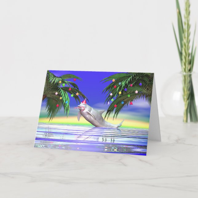 Cartão De Festividades Golfinho do Natal (Frente)