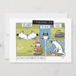 Cartão De Festividades Golpe do Dia de Ação de Graças de Cachorro e Gato