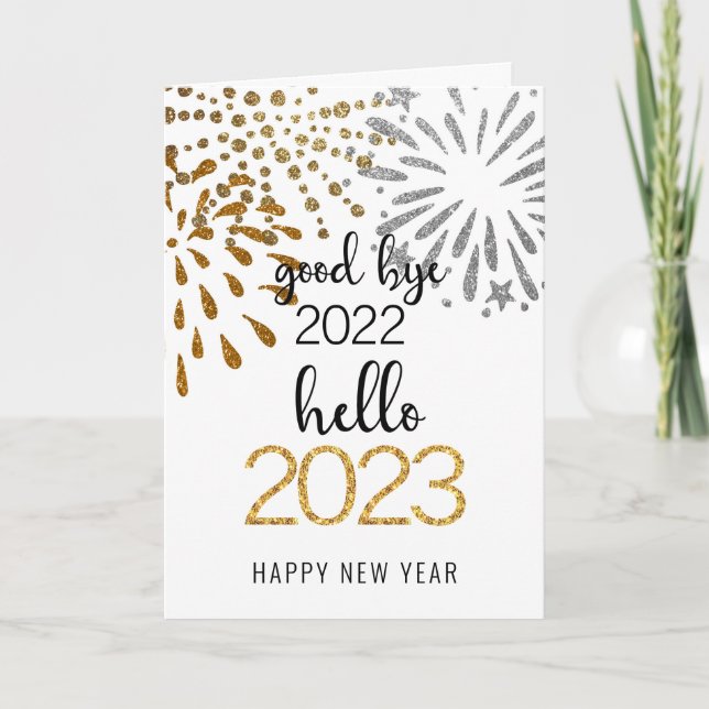 Cartão De Festividades Good Bye 2022 Hello 2023 Business Festive Firework (Frente)