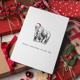 Cartão De Festividades Gorilla Ape Funny Dizendo Papai Noel Natal