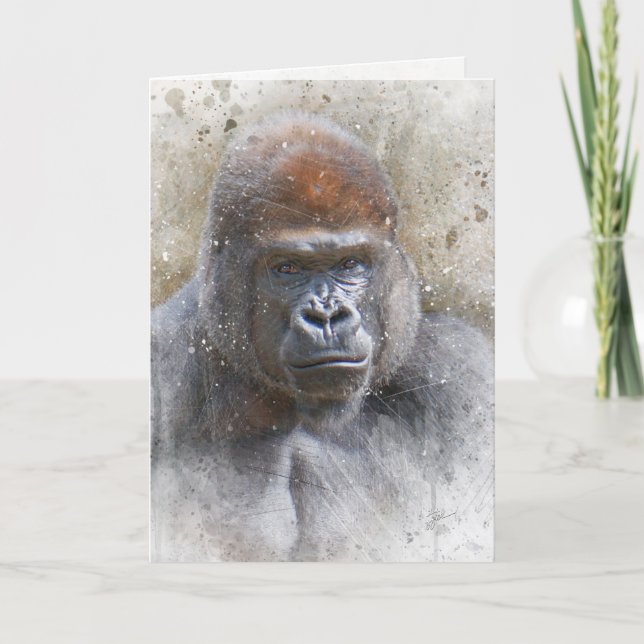 Cartão De Festividades Gorilla Jungle Safari Artwork All Occasion Blank (Frente)