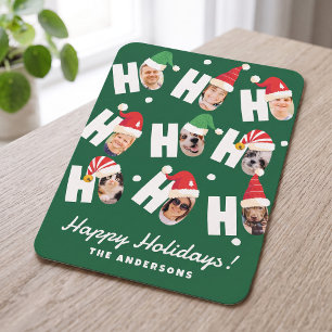 Cartão De Festividades Gorros de Papai Noel Modernos e Fofos Nove Fotos d