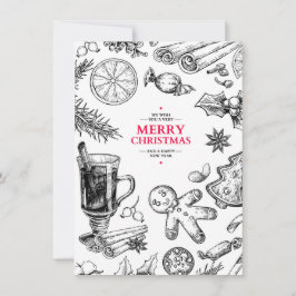 Cartão De Festividades Gostosuras de Natal desenho vintage. Férias de Nat