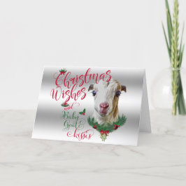 Cartão De Festividades GOTA | O Natal Deseja O Bebê Goat Kisses LaMancha