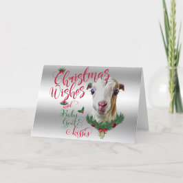 Cartão De Festividades GOTA | O Natal Deseja O Bebê Goat Kisses LaMancha