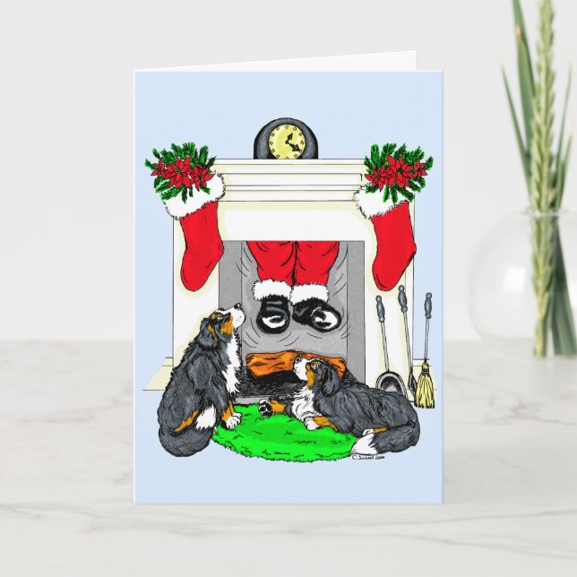 Cartão De Festividades Gotas do papai noel do cão de Bernese Mt dentro (Frente)