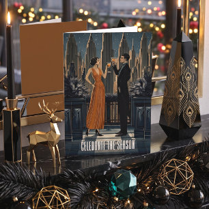 Cartão De Festividades Gothic Deco Skyline Toast Moderno