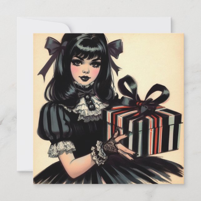 Cartão De Festividades Gótico Gótico Lolita Spooky Natal (Frente)
