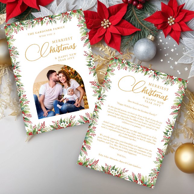 Cartão De Festividades Graceful Arch Photo Elegant Calligraphy  (Graceful Dome Arch Photo Elegant Calligraphy Merriest Christmas Holidays Cards. )