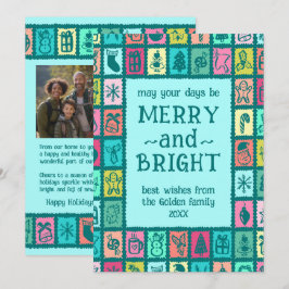 Cartão De Festividades Grade de Natal Caprichosa Fofa Personalizada com 2