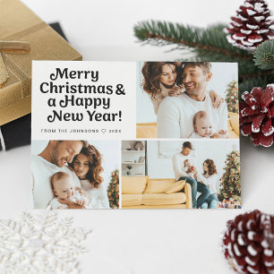 Cartão De Festividades Grade Natal Feliz Ano Novo Foto Grid