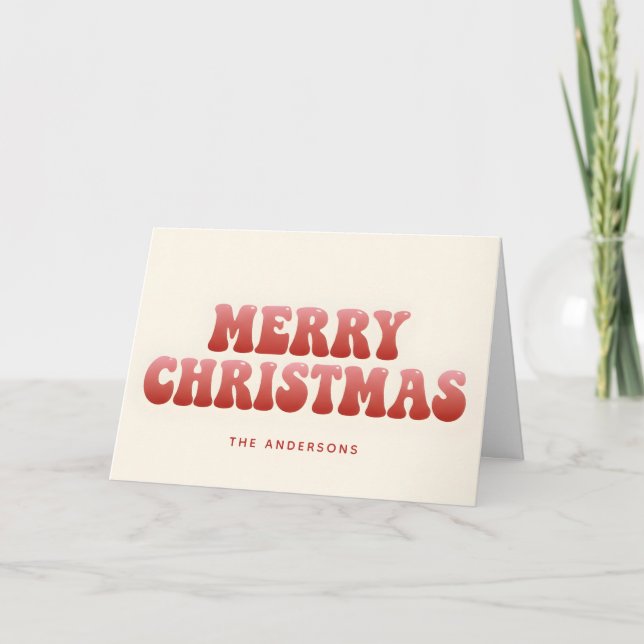 Cartão De Festividades Gradiente Retro Groovy Script Feliz Natal (Frente)