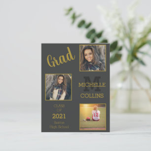 Cartão De Festividades Graduação Simples de Três Quadros