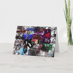 Cartão De Festividades Graffiti i love life Blank Greeting Card